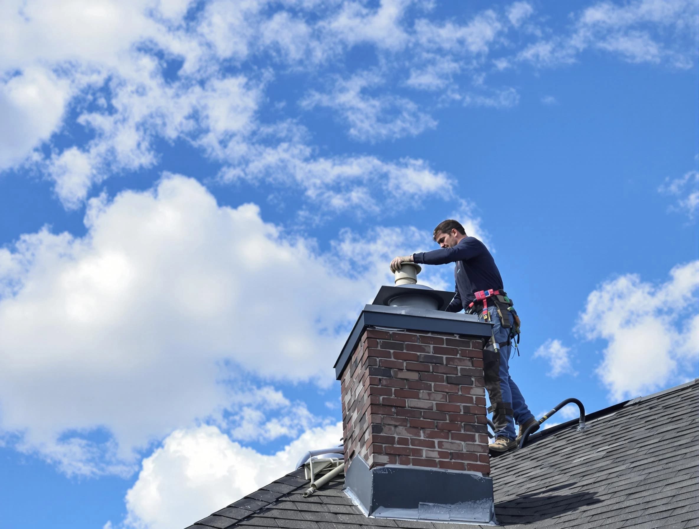 Egg Harbor Chimney Sweep installing a sturdy chimney cap in Egg Harbor, NJ