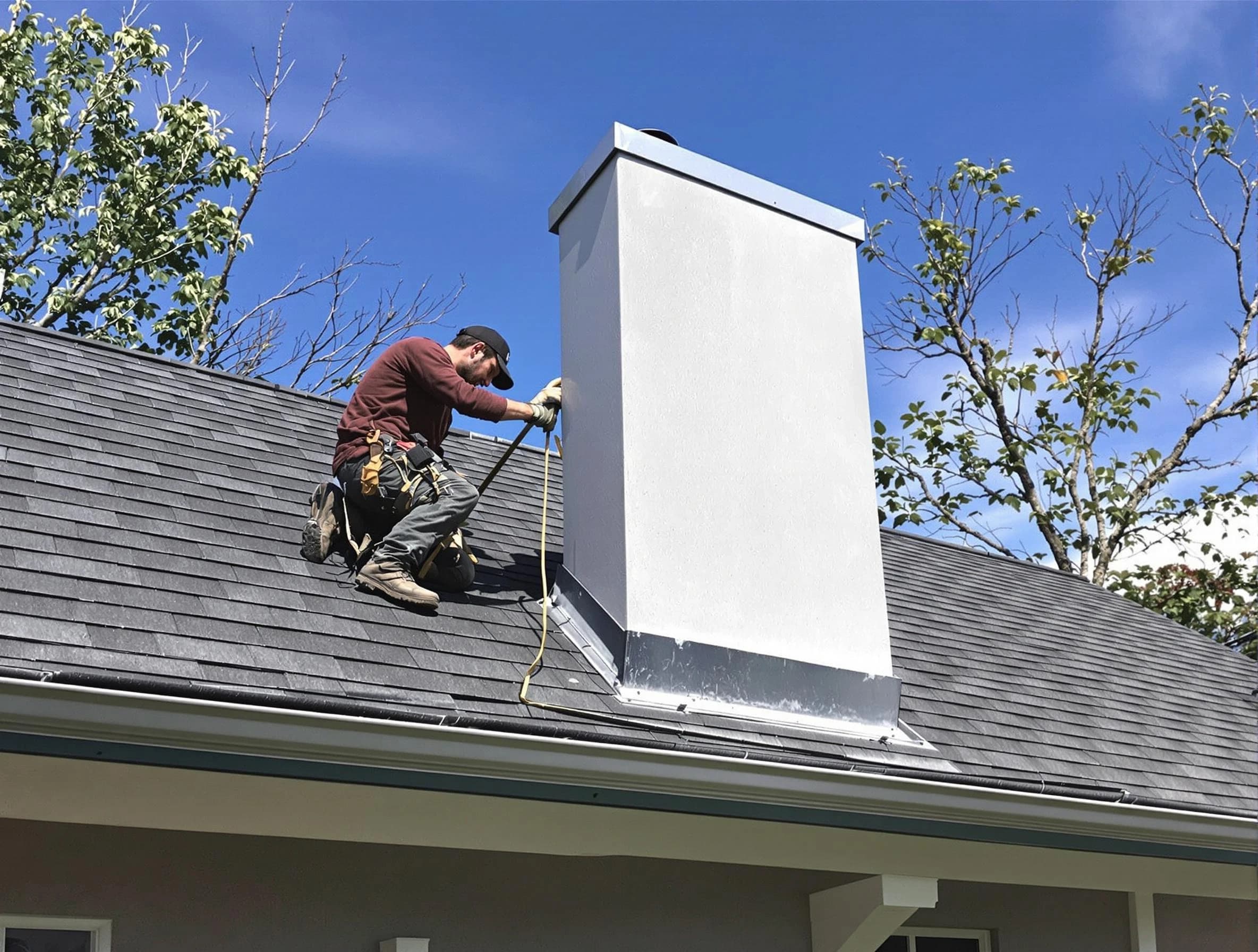 Egg Harbor Chimney Sweep team member finishing chimney construction in Egg Harbor, NJ