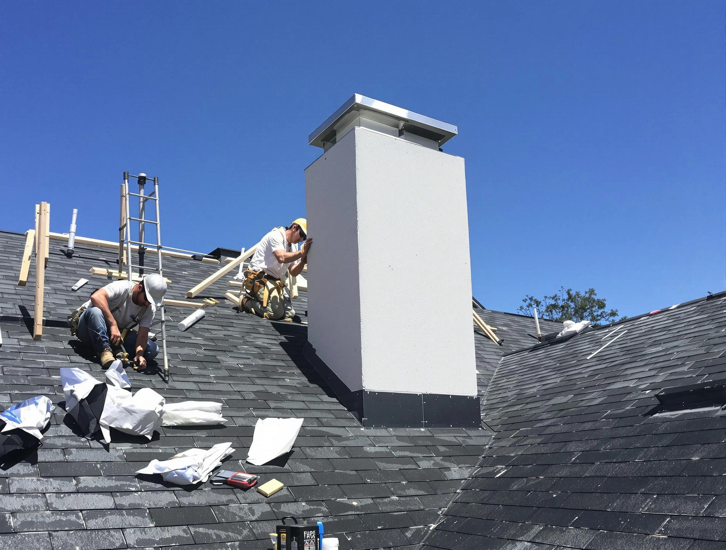 Egg Harbor Chimney Sweep crew installing a new chimney in Egg Harbor, NJ