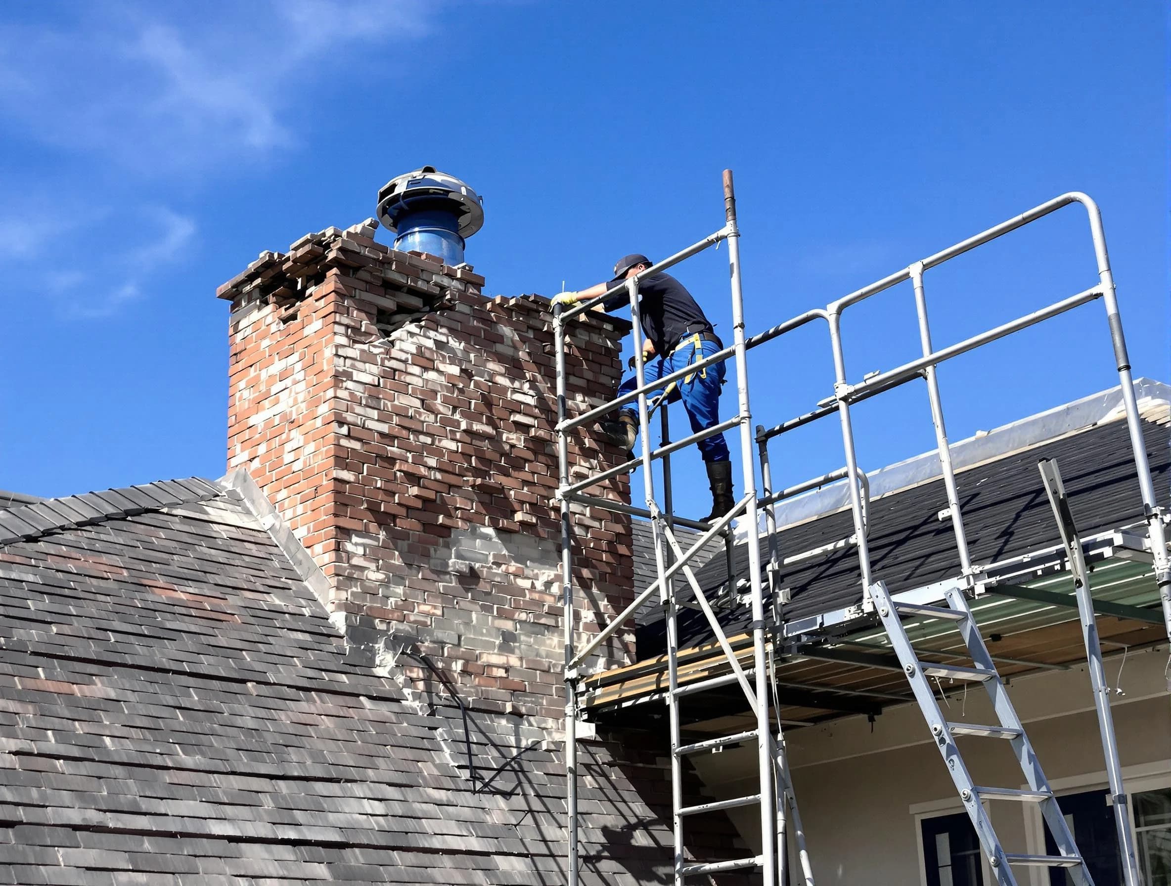 Rebuilding a chimney structure by Egg Harbor Chimney Sweep in Egg Harbor, NJ