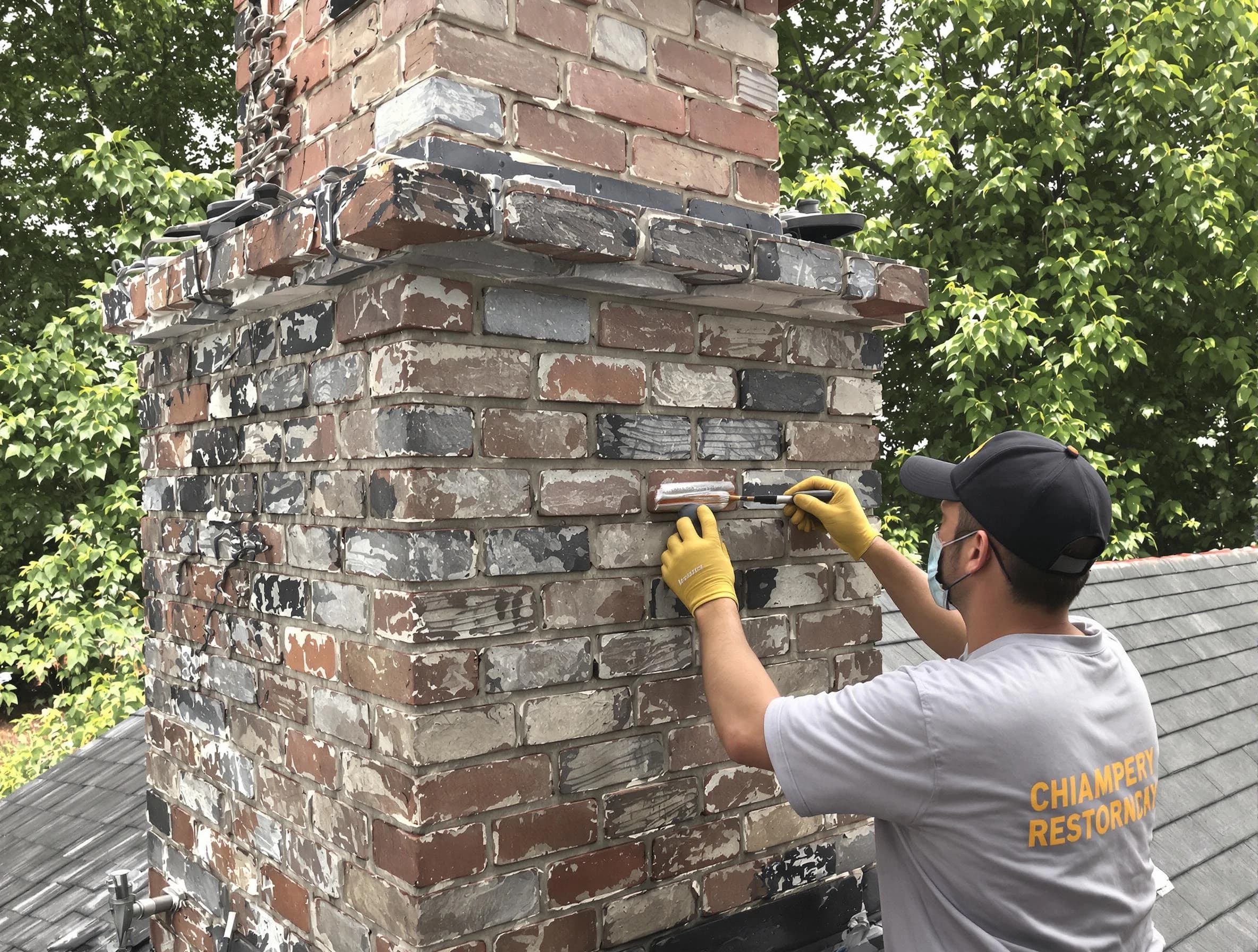 In-progress chimney restoration by Egg Harbor Chimney Sweep in Egg Harbor, NJ