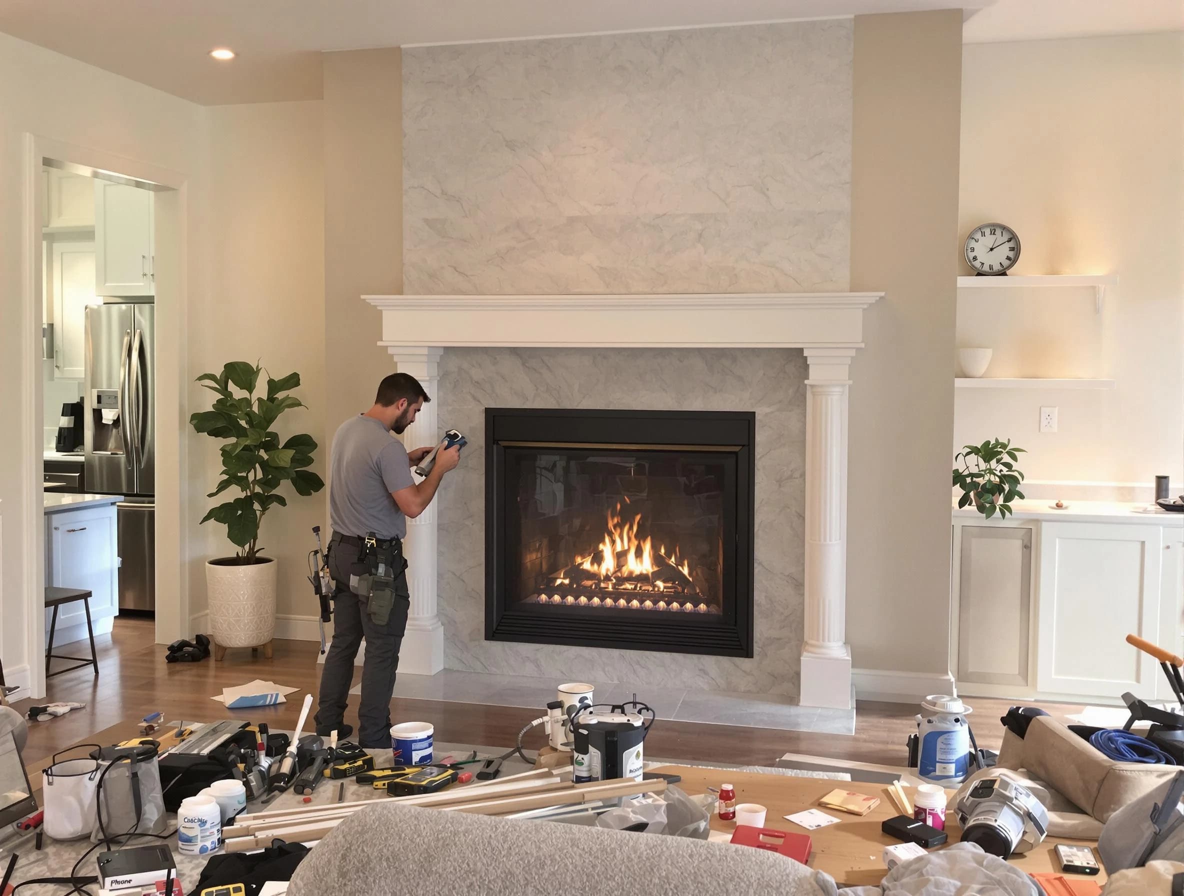 Newly installed fireplace by Egg Harbor Chimney Sweep in Egg Harbor, NJ